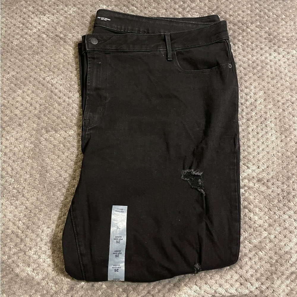Old Navy Plus Size 26 Black Distressed Jeans Pop Icon Skinny